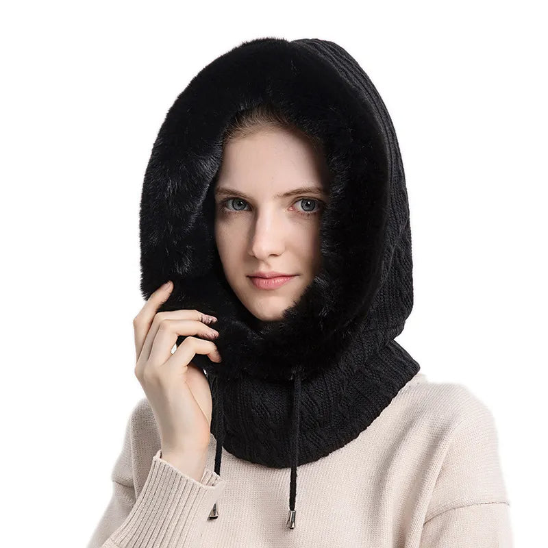 Thicken Knitted Fleece One-Piece Winter Scarf Mask